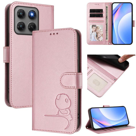 Litter Panda Embossing RFID Leather Phone Case with Lanyard, For Motorola Moto G37 / G37 Power / G47 5G, For Motorola Moto G87 / G67 / G77 5G, For Motorola Edge 70 Pro 5G, For Motorola Signature 5G, For Motorola Moto G17 / G17 Power / G15              ...