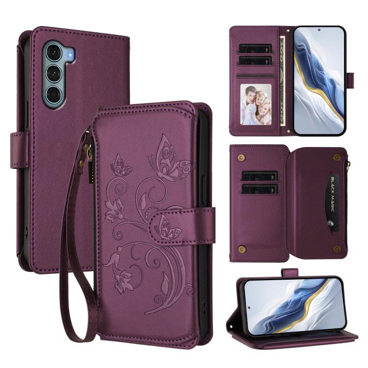 Butterfly Love Flower Multi-card Zipper Wallet Leather Phone Case, For Motorola Moto G Stylus 2022 5G, For Motorola Moto G200 5G, For Motorola Moto G Stylus 2022 4G, For Motorola Moto G Power 2022