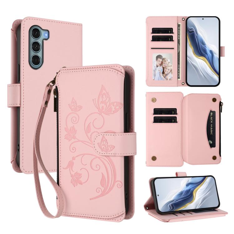 Butterfly Love Flower Multi-card Zipper Wallet Leather Phone Case, For Motorola Moto G Stylus 2022 5G, For Motorola Moto G200 5G, For Motorola Moto G Stylus 2022 4G, For Motorola Moto G Power 2022