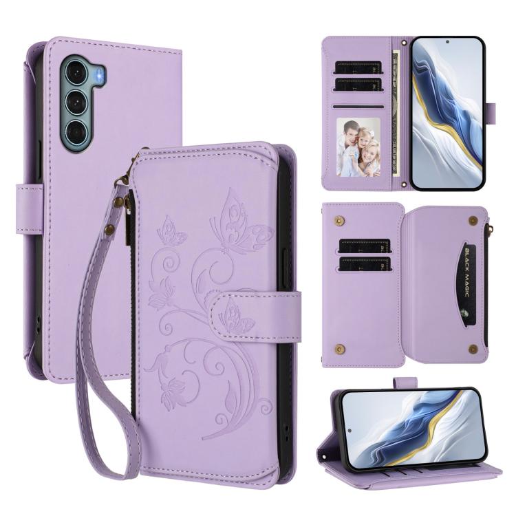 Butterfly Love Flower Multi-card Zipper Wallet Leather Phone Case, For Motorola Moto G Stylus 2022 5G, For Motorola Moto G200 5G, For Motorola Moto G Stylus 2022 4G, For Motorola Moto G Power 2022