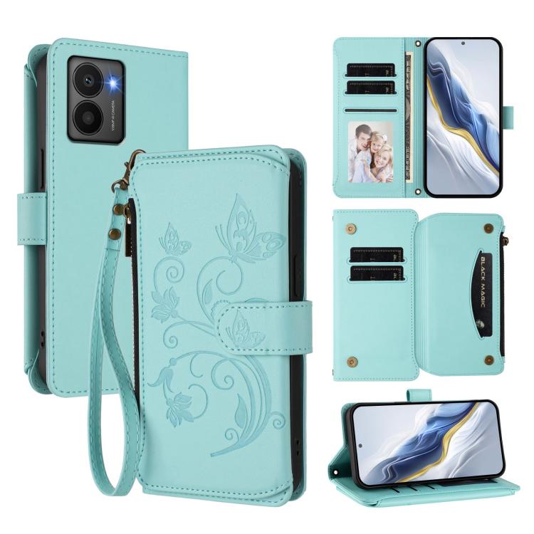 Butterfly Love Flower Multi-card Zipper Wallet Leather Phone Case, For HMD Fuison, For HMD Skyline, For HMD Pulse Pro / Pulse+