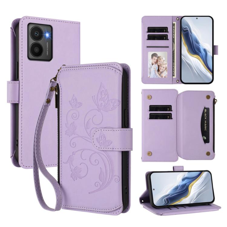 Butterfly Love Flower Multi-card Zipper Wallet Leather Phone Case, For HMD Fuison, For HMD Skyline, For HMD Pulse Pro / Pulse+