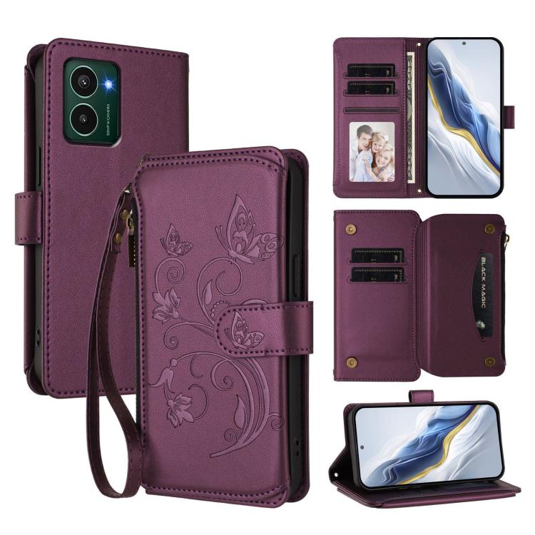 Butterfly Love Flower Multi-card Zipper Wallet Leather Phone Case, For HMD Fuison, For HMD Skyline, For HMD Pulse Pro / Pulse+