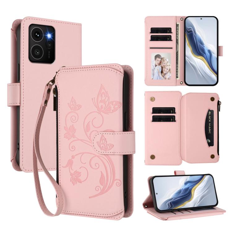 Butterfly Love Flower Multi-card Zipper Wallet Leather Phone Case, For HMD Fuison, For HMD Skyline, For HMD Pulse Pro / Pulse+