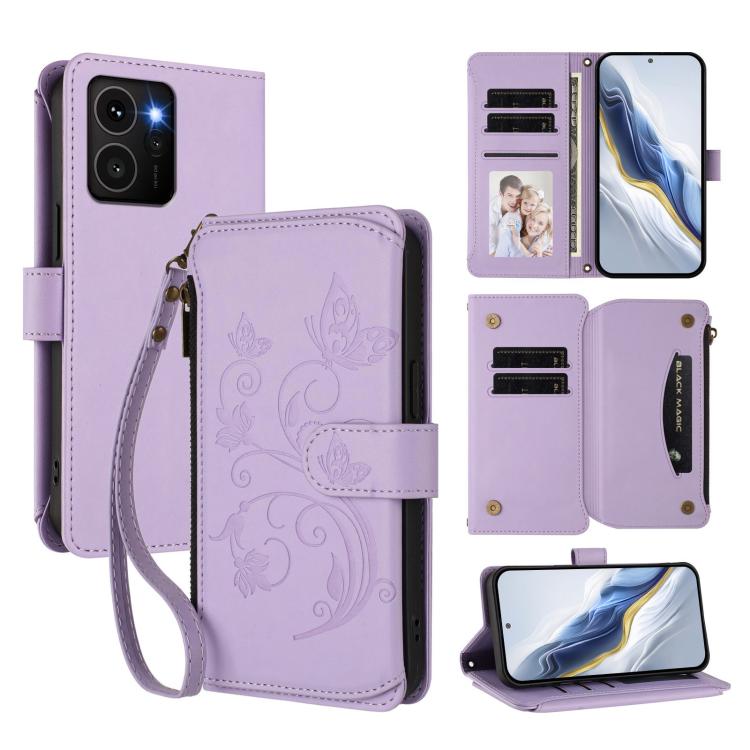 Butterfly Love Flower Multi-card Zipper Wallet Leather Phone Case, For HMD Fuison, For HMD Skyline, For HMD Pulse Pro / Pulse+