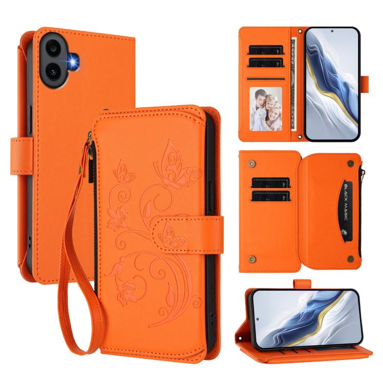 Butterfly Love Flower Multi-card Zipper Wallet Leather Phone Case, For Nothing Phone 4a Pro, For Nothing Phone 4a, For Nothing CMF Phone 2 Pro, For Nothing Phone 3a, For Nothing Phone 3a Pro, For Nothing CMF Phone 1