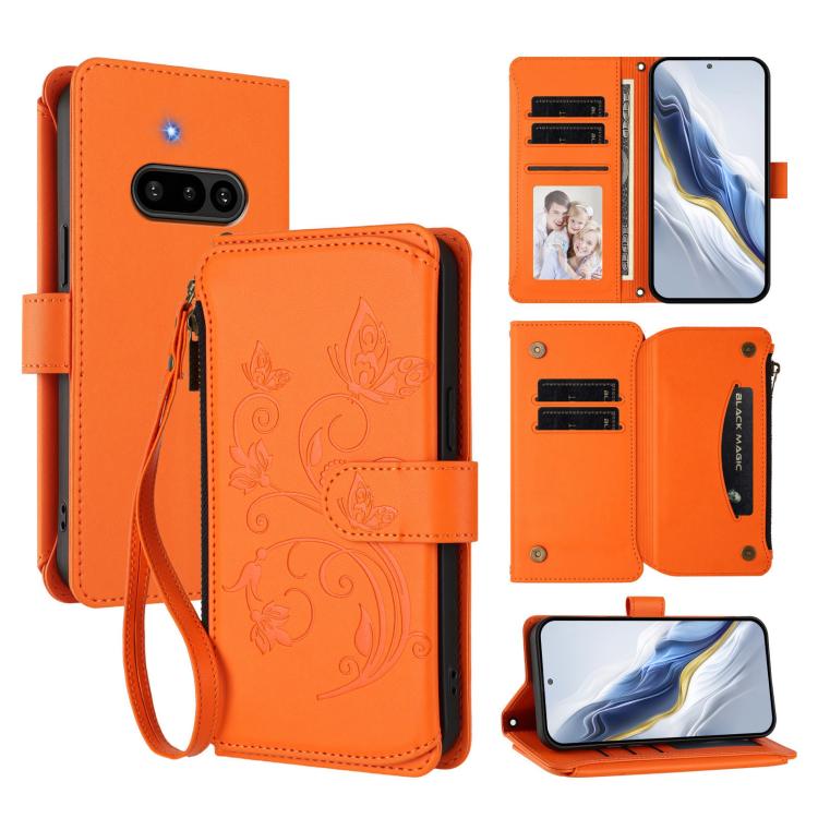 Butterfly Love Flower Multi-card Zipper Wallet Leather Phone Case, For Nothing Phone 4a Pro, For Nothing Phone 4a, For Nothing CMF Phone 2 Pro, For Nothing Phone 3a, For Nothing Phone 3a Pro, For Nothing CMF Phone 1