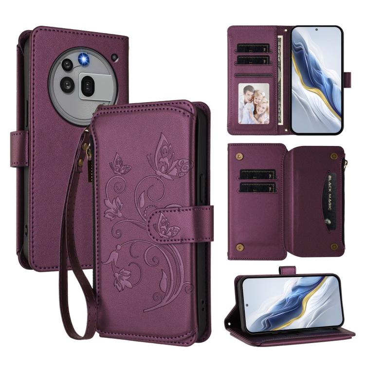 Butterfly Love Flower Multi-card Zipper Wallet Leather Phone Case, For Nothing Phone 4a Pro, For Nothing Phone 4a, For Nothing CMF Phone 2 Pro, For Nothing Phone 3a, For Nothing Phone 3a Pro, For Nothing CMF Phone 1