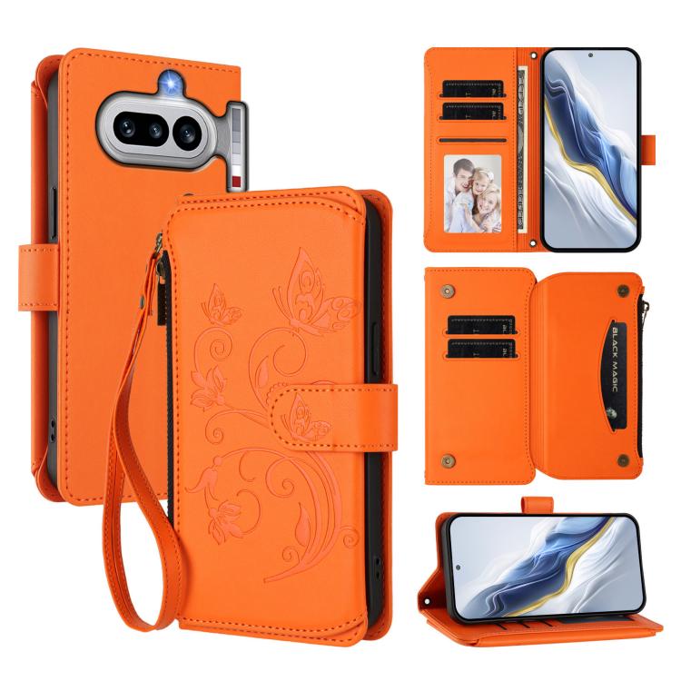Butterfly Love Flower Multi-card Zipper Wallet Leather Phone Case, For Nothing Phone 4a Pro, For Nothing Phone 4a, For Nothing CMF Phone 2 Pro, For Nothing Phone 3a, For Nothing Phone 3a Pro, For Nothing CMF Phone 1