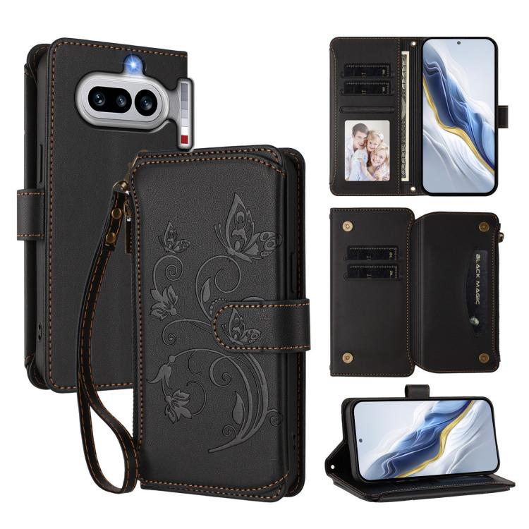 Butterfly Love Flower Multi-card Zipper Wallet Leather Phone Case, For Nothing Phone 4a Pro, For Nothing Phone 4a, For Nothing CMF Phone 2 Pro, For Nothing Phone 3a, For Nothing Phone 3a Pro, For Nothing CMF Phone 1