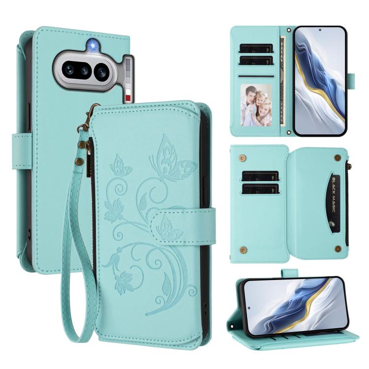 Butterfly Love Flower Multi-card Zipper Wallet Leather Phone Case, For Nothing Phone 4a Pro, For Nothing Phone 4a, For Nothing CMF Phone 2 Pro, For Nothing Phone 3a, For Nothing Phone 3a Pro, For Nothing CMF Phone 1