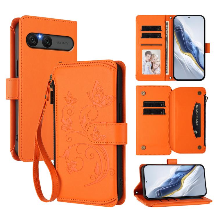 Butterfly Love Flower Multi-card Zipper Wallet Leather Phone Case, For Sony Xperia 1 VIII, For Sony Xperia 10 VII, For Sony Xperia 1 VII, For Sony Xperia 10 VI 2024, For Sony Xperia 1 VI 2024, For Sony Xperia 5 VI