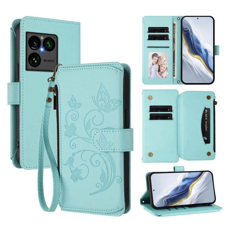 Butterfly Love Flower Multi-card Zipper Wallet Leather Phone Case, For Sony Xperia 1 VIII, For Sony Xperia 10 VII, For Sony Xperia 1 VII, For Sony Xperia 10 VI 2024, For Sony Xperia 1 VI 2024, For Sony Xperia 5 VI