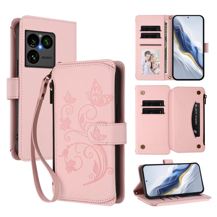 Butterfly Love Flower Multi-card Zipper Wallet Leather Phone Case, For Sony Xperia 1 VIII, For Sony Xperia 10 VII, For Sony Xperia 1 VII, For Sony Xperia 10 VI 2024, For Sony Xperia 1 VI 2024, For Sony Xperia 5 VI