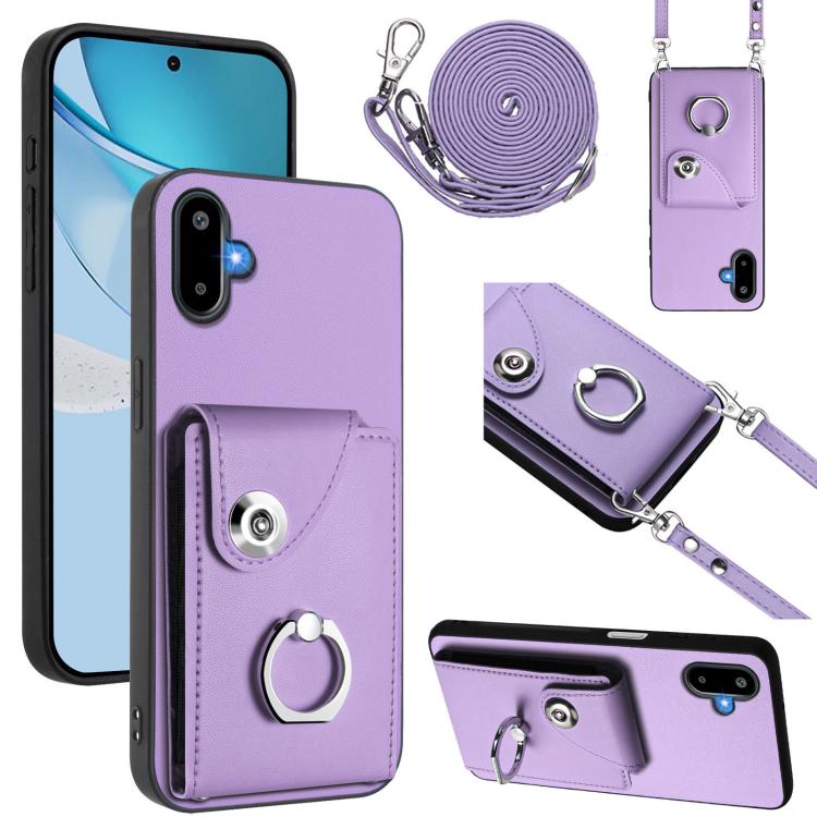 Organ Card Bag Ring Holder Phone Case with Long Lanyard, For Samsung Galaxy F06 5G / M06 5G