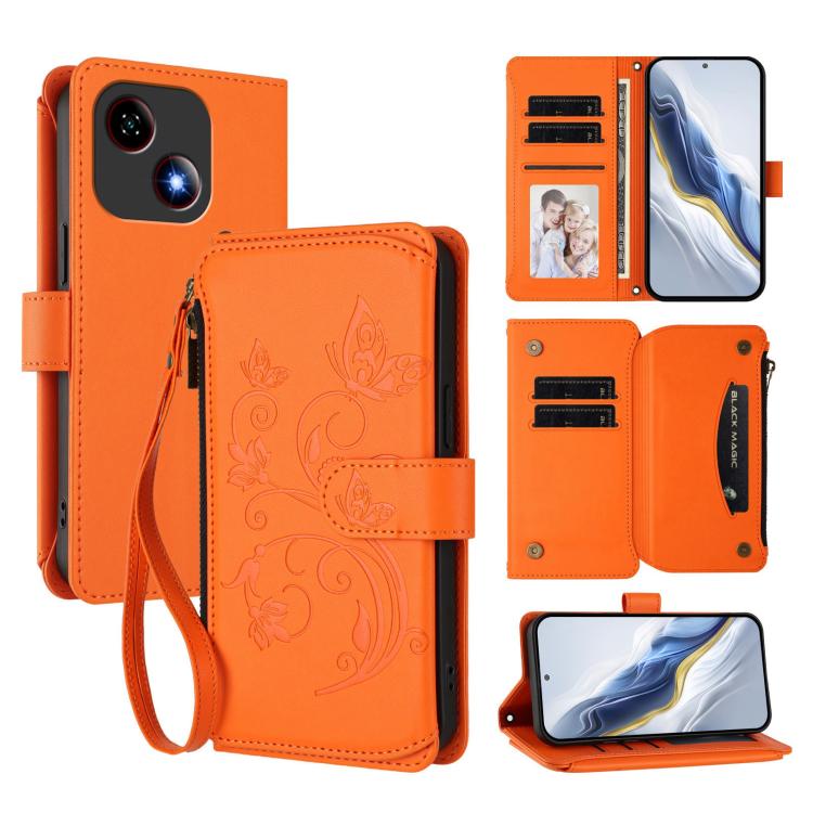 Butterfly Love Flower Multi-card Zipper Wallet Leather Phone Case, For ZTE Blade V60 4G / Axon 60 4G, For ZTE Blade A35e, For ZTE Nubia Neo 3 GT, For ZTE nubia Music 2, For ZTE nubia S 5G A403ZT, For ZTE Blade V70 Vita /nubia V70 Design