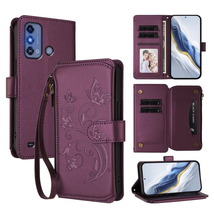 Butterfly Love Flower Multi-card Zipper Wallet Leather Phone Case, For ZTE Blade A73 4G, For ZTE Blade V50 Vita, For ZTE Blade A53 / A53+, For ZTE Blade A53 Pro, For ZTE Blade A52 Lite, For ZTE Blade V40s