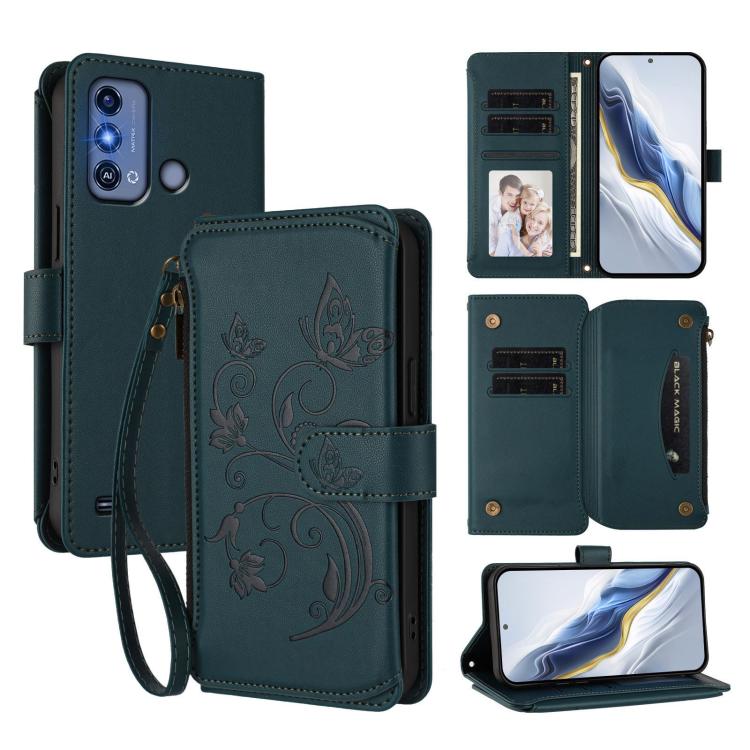 Butterfly Love Flower Multi-card Zipper Wallet Leather Phone Case, For ZTE Blade A73 4G, For ZTE Blade V50 Vita, For ZTE Blade A53 / A53+, For ZTE Blade A53 Pro, For ZTE Blade A52 Lite, For ZTE Blade V40s