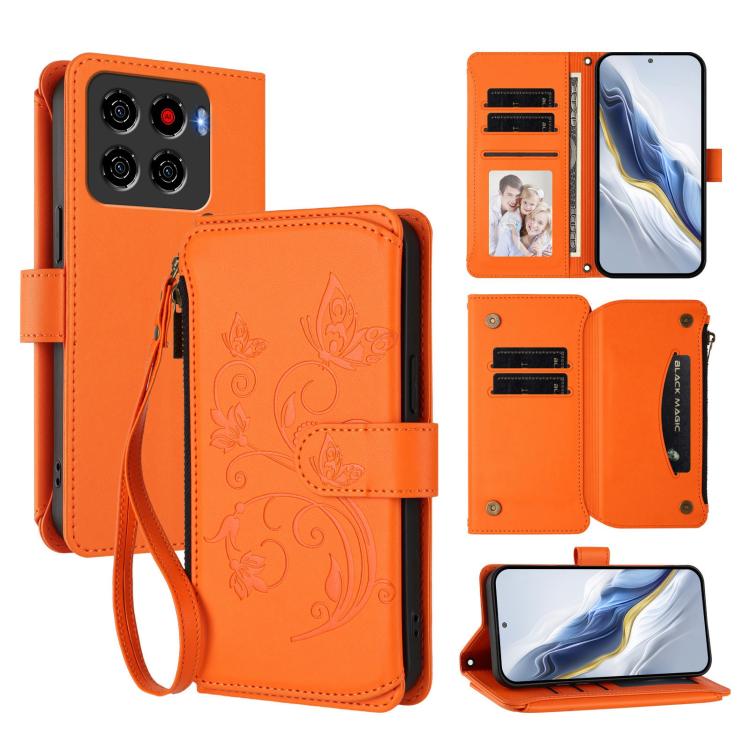 Butterfly Love Flower Multi-card Zipper Wallet Leather Phone Case, For ZTE Blade A76 4G, For ZTE Blade A56 Pro, For ZTE Blade A76 5G, For ZTE nubia Neo 3, For ZTE nubia RedMagic 10 Air, For ZTE Kantan Sumaho 4 A402ZT