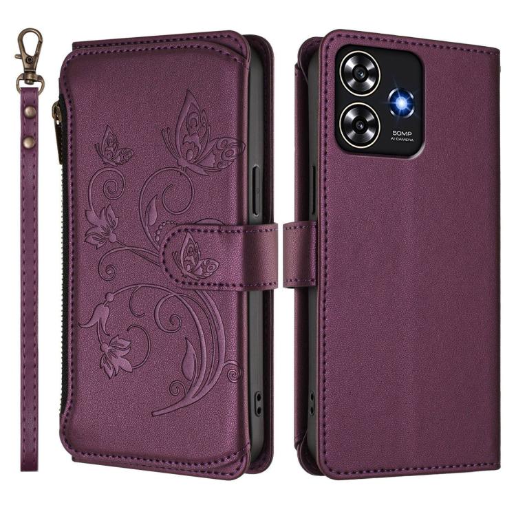 Butterfly Love Flower Multi-card Zipper Wallet Leather Phone Case, For ZTE Blade A73 4G, For ZTE Blade V50 Vita, For ZTE Blade A53 / A53+, For ZTE Blade A53 Pro, For ZTE Blade A52 Lite, For ZTE Blade V40s