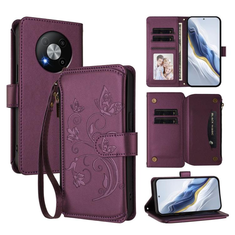 Butterfly Love Flower Multi-card Zipper Wallet Leather Phone Case, For ZTE Blade A75 5G / nubia Focus 5G, For ZTE Blade A75 4G, For ZTE Blade A35 / A55, For ZTE nubia Focus Pro 5G, For ZTE nubia Z60 Ultra, For ZTE Blade A73 5G