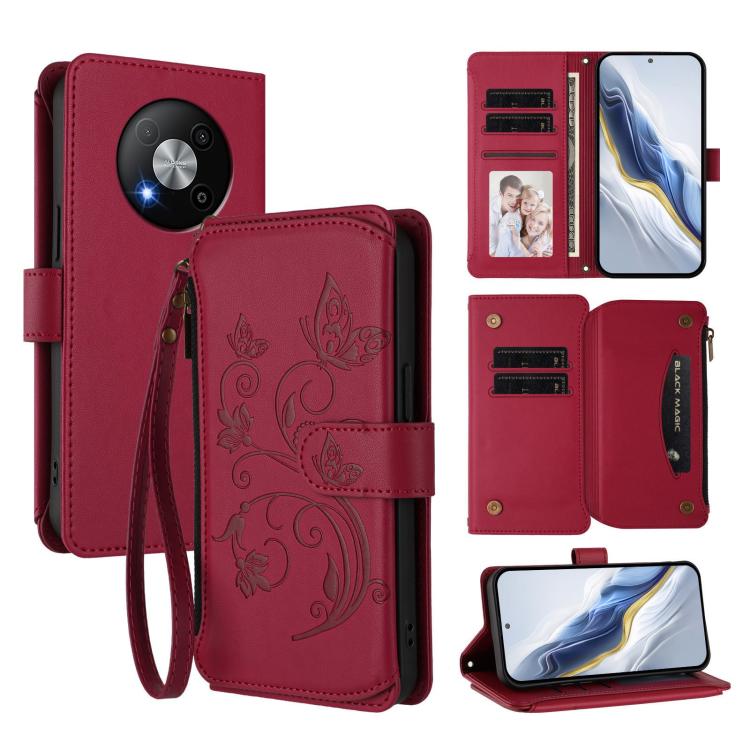 Butterfly Love Flower Multi-card Zipper Wallet Leather Phone Case, For ZTE Blade A75 5G / nubia Focus 5G, For ZTE Blade A75 4G, For ZTE Blade A35 / A55, For ZTE nubia Focus Pro 5G, For ZTE nubia Z60 Ultra, For ZTE Blade A73 5G