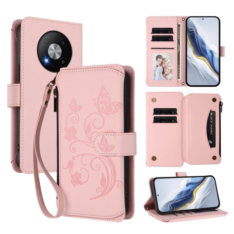 Butterfly Love Flower Multi-card Zipper Wallet Leather Phone Case, For ZTE Blade A75 5G / nubia Focus 5G, For ZTE Blade A75 4G, For ZTE Blade A35 / A55, For ZTE nubia Focus Pro 5G, For ZTE nubia Z60 Ultra, For ZTE Blade A73 5G