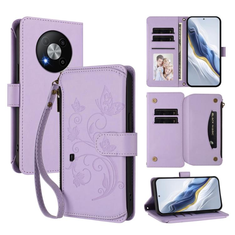 Butterfly Love Flower Multi-card Zipper Wallet Leather Phone Case, For ZTE Blade A75 5G / nubia Focus 5G, For ZTE Blade A75 4G, For ZTE Blade A35 / A55, For ZTE nubia Focus Pro 5G, For ZTE nubia Z60 Ultra, For ZTE Blade A73 5G