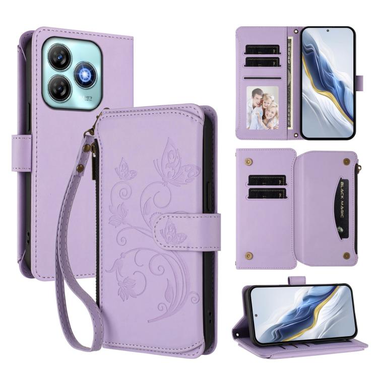 Butterfly Love Flower Multi-card Zipper Wallet Leather Phone Case, For ZTE Blade A75 5G / nubia Focus 5G, For ZTE Blade A75 4G, For ZTE Blade A35 / A55, For ZTE nubia Focus Pro 5G, For ZTE nubia Z60 Ultra, For ZTE Blade A73 5G