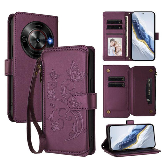 Butterfly Love Flower Multi-card Zipper Wallet Leather Phone Case, For ZTE Blade A75 5G / nubia Focus 5G, For ZTE Blade A75 4G, For ZTE Blade A35 / A55, For ZTE nubia Focus Pro 5G, For ZTE nubia Z60 Ultra, For ZTE Blade A73 5G