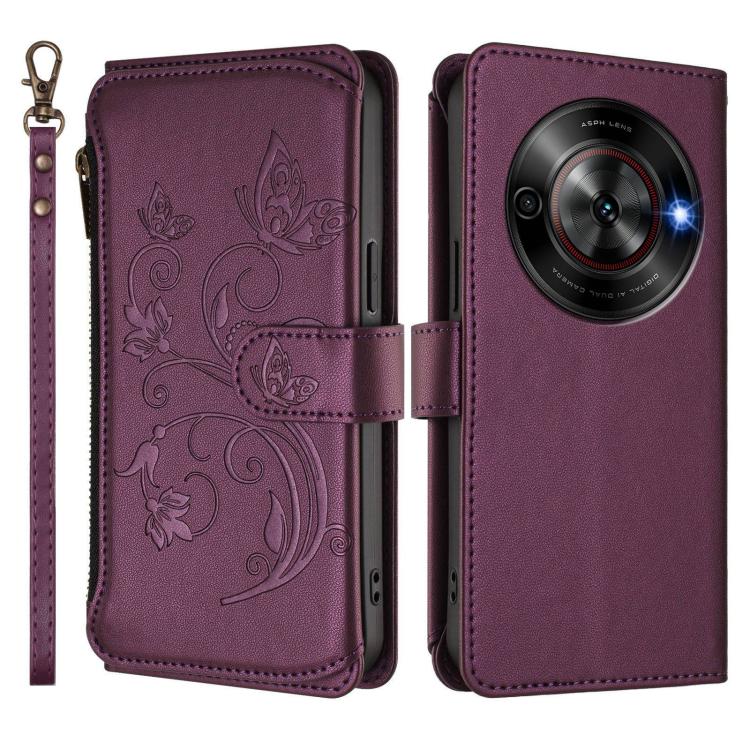 Butterfly Love Flower Multi-card Zipper Wallet Leather Phone Case, For ZTE Blade A75 5G / nubia Focus 5G, For ZTE Blade A75 4G, For ZTE Blade A35 / A55, For ZTE nubia Focus Pro 5G, For ZTE nubia Z60 Ultra, For ZTE Blade A73 5G