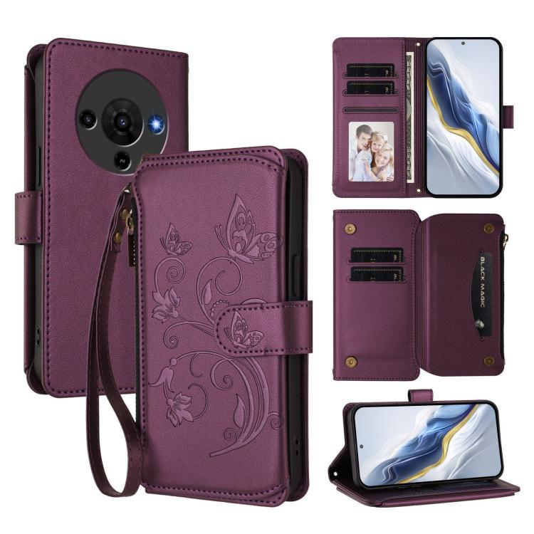 Butterfly Love Flower Multi-card Zipper Wallet Leather Phone Case, For ZTE Blade A76 4G, For ZTE Blade A56 Pro, For ZTE Blade A76 5G, For ZTE nubia Neo 3, For ZTE nubia RedMagic 10 Air, For ZTE Kantan Sumaho 4 A402ZT