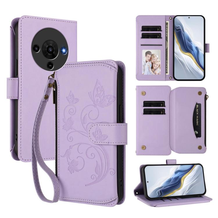 Butterfly Love Flower Multi-card Zipper Wallet Leather Phone Case, For ZTE Blade A76 4G, For ZTE Blade A56 Pro, For ZTE Blade A76 5G, For ZTE nubia Neo 3, For ZTE nubia RedMagic 10 Air, For ZTE Kantan Sumaho 4 A402ZT