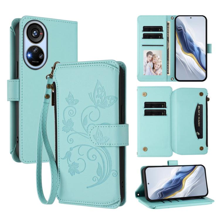 Butterfly Love Flower Multi-card Zipper Wallet Leather Phone Case, For ZTE Blade A73 4G, For ZTE Blade V50 Vita, For ZTE Blade A53 / A53+, For ZTE Blade A53 Pro, For ZTE Blade A52 Lite, For ZTE Blade V40s