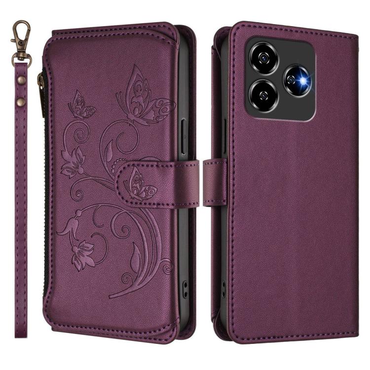 Butterfly Love Flower Multi-card Zipper Wallet Leather Phone Case, For ZTE Blade V60 4G / Axon 60 4G, For ZTE Blade A35e, For ZTE Nubia Neo 3 GT, For ZTE nubia Music 2, For ZTE nubia S 5G A403ZT, For ZTE Blade V70 Vita /nubia V70 Design