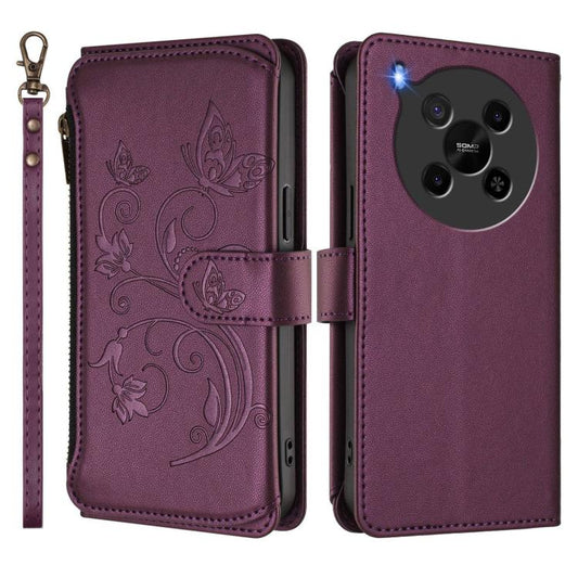 Butterfly Love Flower Multi-card Zipper Wallet Leather Phone Case, For ZTE Blade V70 Max, For ZTE nubia Z70 Ultra, For ZTE Blade A35 Lite / A35 Core, For ZTE Blade V70, For ZTE nubia RedMagic 10 Pro, For ZTE Blade V60 Vita / V60 Design