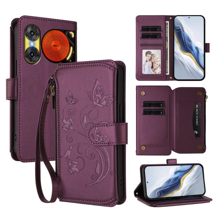 Butterfly Love Flower Multi-card Zipper Wallet Leather Phone Case, For ZTE Blade V60 4G / Axon 60 4G, For ZTE Blade A35e, For ZTE Nubia Neo 3 GT, For ZTE nubia Music 2, For ZTE nubia S 5G A403ZT, For ZTE Blade V70 Vita /nubia V70 Design