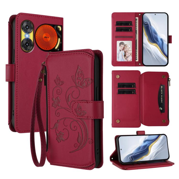 Butterfly Love Flower Multi-card Zipper Wallet Leather Phone Case, For ZTE Blade V60 4G / Axon 60 4G, For ZTE Blade A35e, For ZTE Nubia Neo 3 GT, For ZTE nubia Music 2, For ZTE nubia S 5G A403ZT, For ZTE Blade V70 Vita /nubia V70 Design