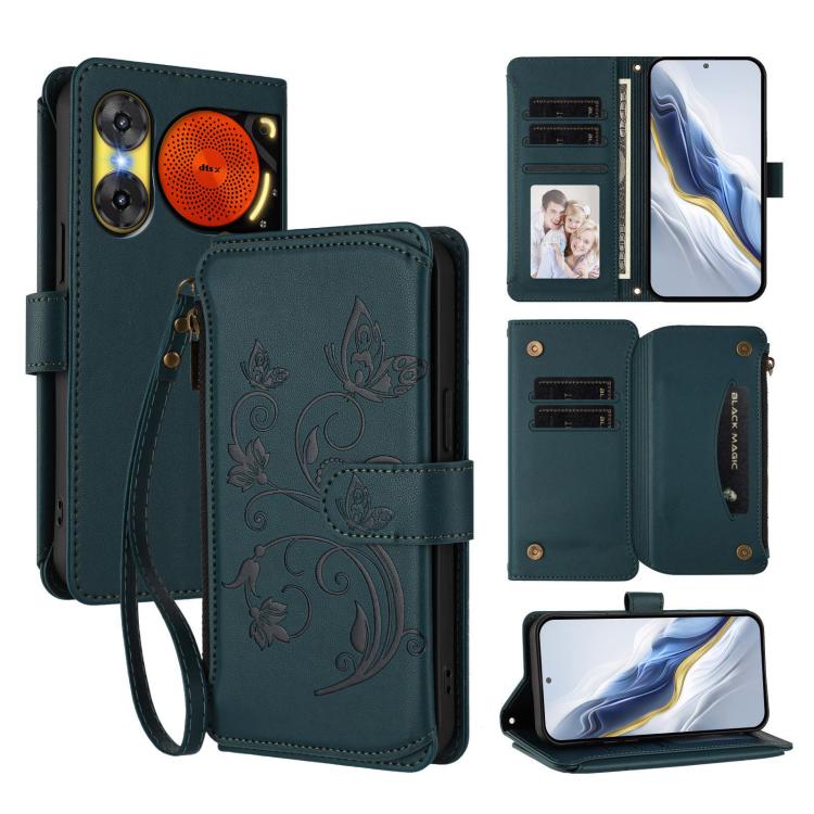 Butterfly Love Flower Multi-card Zipper Wallet Leather Phone Case, For ZTE Blade V60 4G / Axon 60 4G, For ZTE Blade A35e, For ZTE Nubia Neo 3 GT, For ZTE nubia Music 2, For ZTE nubia S 5G A403ZT, For ZTE Blade V70 Vita /nubia V70 Design
