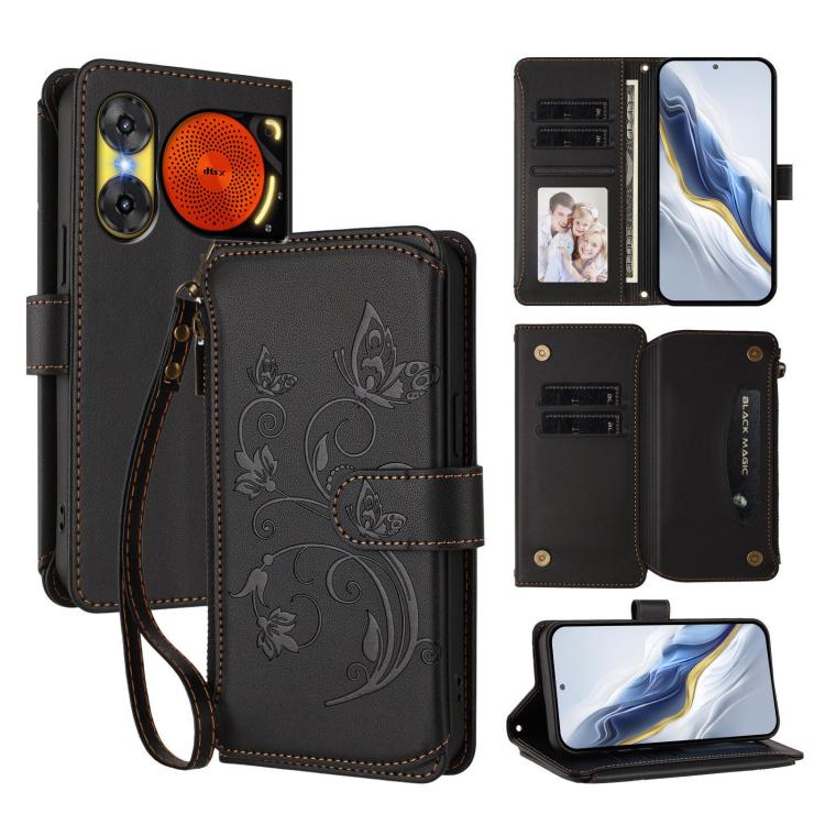 Butterfly Love Flower Multi-card Zipper Wallet Leather Phone Case, For ZTE Blade V60 4G / Axon 60 4G, For ZTE Blade A35e, For ZTE Nubia Neo 3 GT, For ZTE nubia Music 2, For ZTE nubia S 5G A403ZT, For ZTE Blade V70 Vita /nubia V70 Design