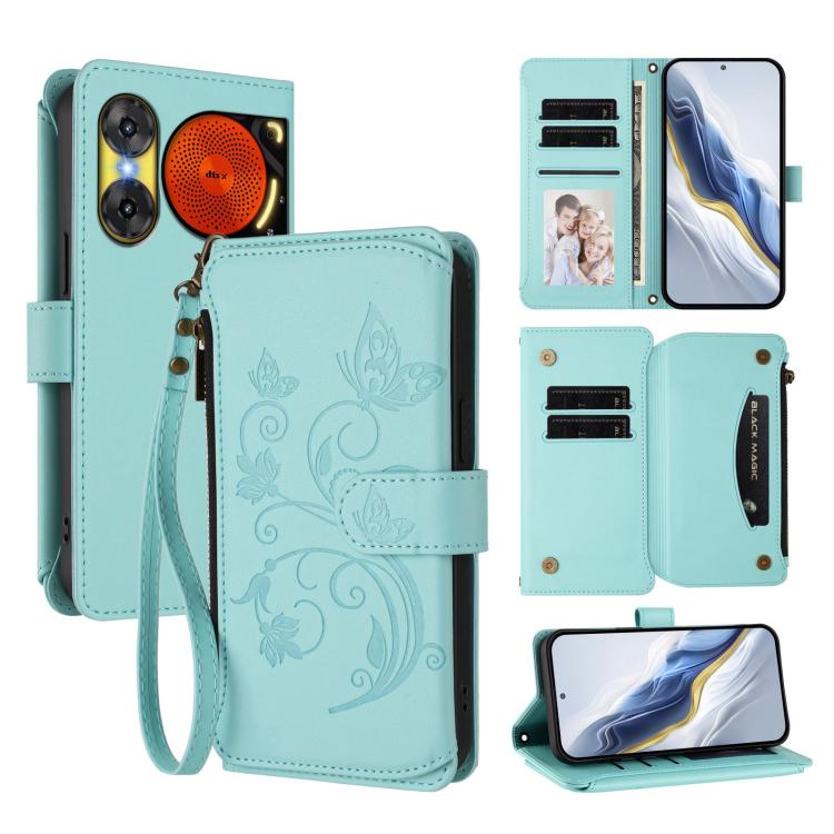Butterfly Love Flower Multi-card Zipper Wallet Leather Phone Case, For ZTE Blade V60 4G / Axon 60 4G, For ZTE Blade A35e, For ZTE Nubia Neo 3 GT, For ZTE nubia Music 2, For ZTE nubia S 5G A403ZT, For ZTE Blade V70 Vita /nubia V70 Design