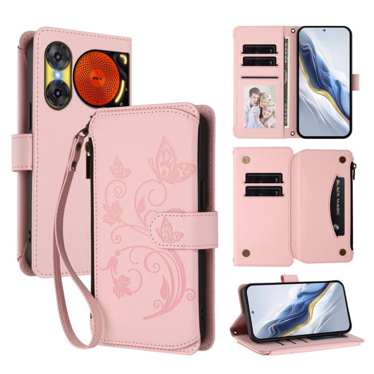 Butterfly Love Flower Multi-card Zipper Wallet Leather Phone Case, For ZTE Blade V60 4G / Axon 60 4G, For ZTE Blade A35e, For ZTE Nubia Neo 3 GT, For ZTE nubia Music 2, For ZTE nubia S 5G A403ZT, For ZTE Blade V70 Vita /nubia V70 Design