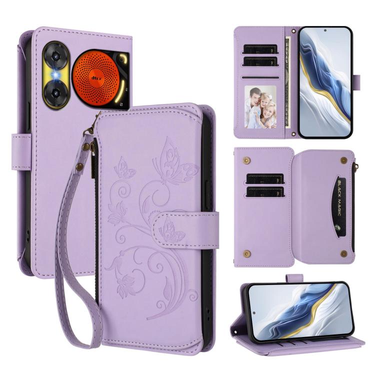 Butterfly Love Flower Multi-card Zipper Wallet Leather Phone Case, For ZTE Blade V60 4G / Axon 60 4G, For ZTE Blade A35e, For ZTE Nubia Neo 3 GT, For ZTE nubia Music 2, For ZTE nubia S 5G A403ZT, For ZTE Blade V70 Vita /nubia V70 Design