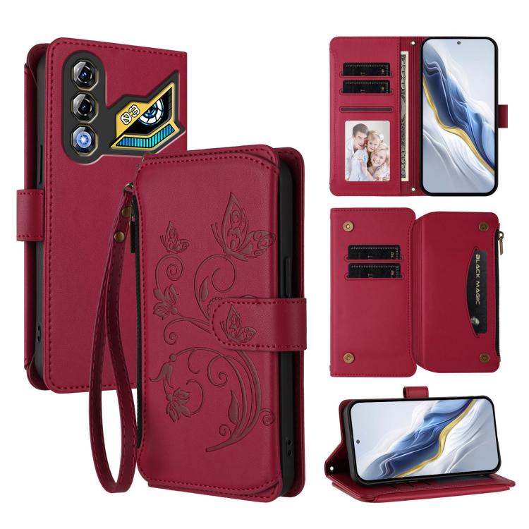 Butterfly Love Flower Multi-card Zipper Wallet Leather Phone Case, For ZTE Blade V60 4G / Axon 60 4G, For ZTE Blade A35e, For ZTE Nubia Neo 3 GT, For ZTE nubia Music 2, For ZTE nubia S 5G A403ZT, For ZTE Blade V70 Vita /nubia V70 Design