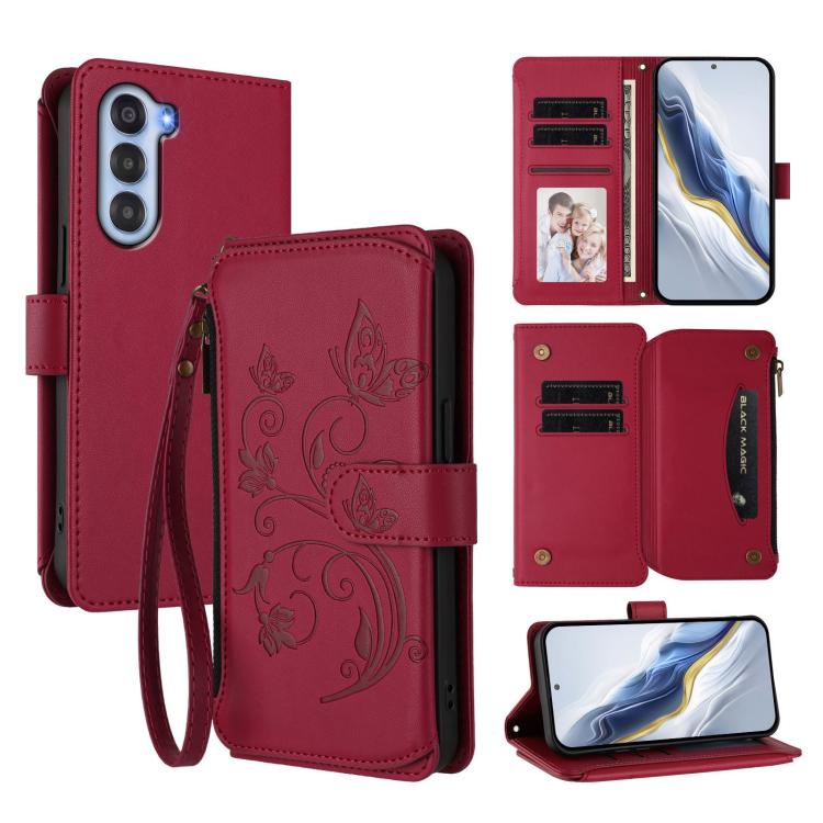 Butterfly Love Flower Multi-card Zipper Wallet Leather Phone Case, For ZTE Blade V60 4G / Axon 60 4G, For ZTE Blade A35e, For ZTE Nubia Neo 3 GT, For ZTE nubia Music 2, For ZTE nubia S 5G A403ZT, For ZTE Blade V70 Vita /nubia V70 Design