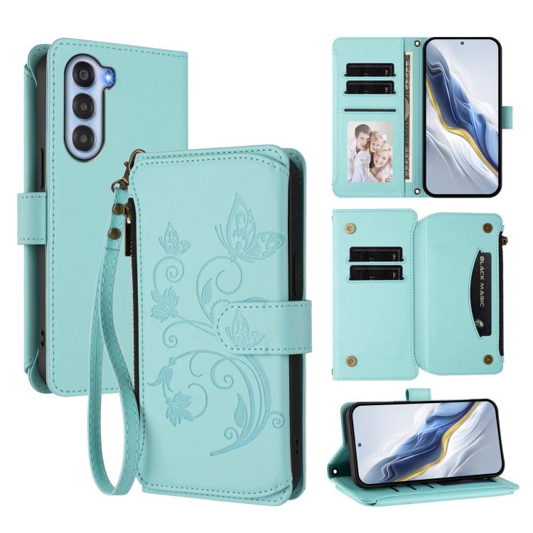 Butterfly Love Flower Multi-card Zipper Wallet Leather Phone Case, For ZTE Blade V60 4G / Axon 60 4G, For ZTE Blade A35e, For ZTE Nubia Neo 3 GT, For ZTE nubia Music 2, For ZTE nubia S 5G A403ZT, For ZTE Blade V70 Vita /nubia V70 Design