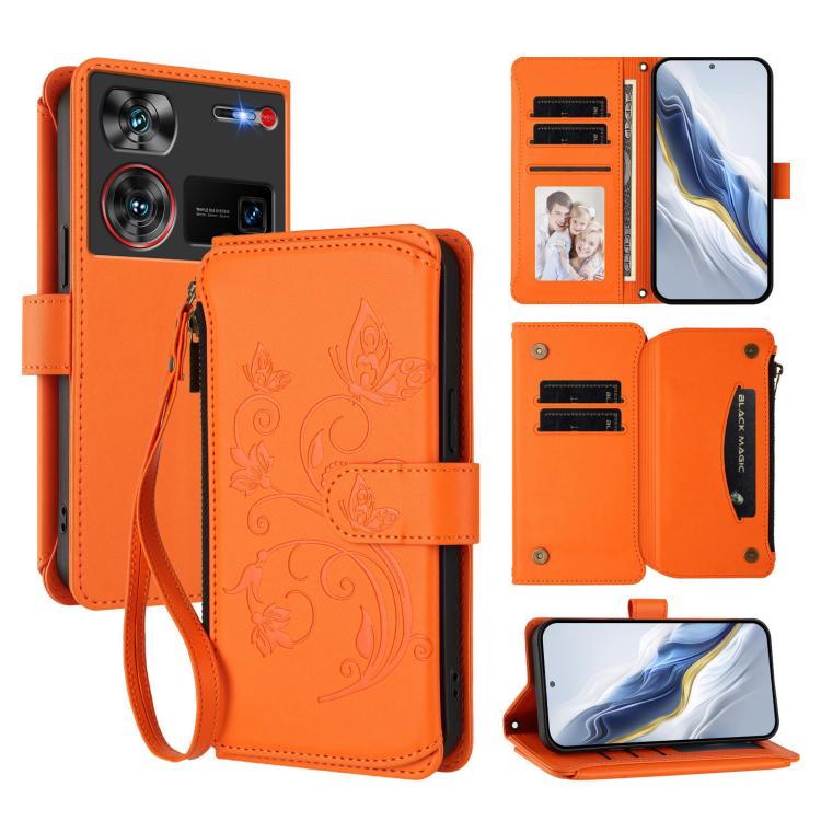 Butterfly Love Flower Multi-card Zipper Wallet Leather Phone Case, For ZTE Blade A75 5G / nubia Focus 5G, For ZTE Blade A75 4G, For ZTE Blade A35 / A55, For ZTE nubia Focus Pro 5G, For ZTE nubia Z60 Ultra, For ZTE Blade A73 5G