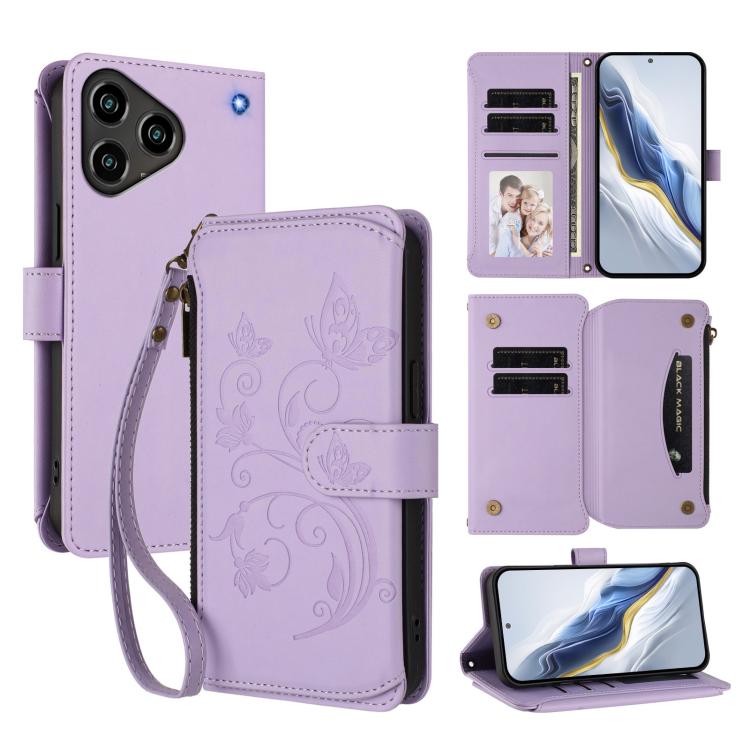 Butterfly Love Flower Multi-card Zipper Wallet Leather Phone Case, For ZTE Blade A76 4G, For ZTE Blade A56 Pro, For ZTE Blade A76 5G, For ZTE nubia Neo 3, For ZTE nubia RedMagic 10 Air, For ZTE Kantan Sumaho 4 A402ZT