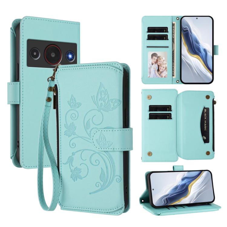 Butterfly Love Flower Multi-card Zipper Wallet Leather Phone Case, For ZTE nubia Neo 5 5G, For ZTE nubia Neo 5 GT 5G, For ZTE nubia P7 Pro / Optus X Value, For ZTE nubia P9 Pro / Optus X Pro 2 5G, For ZTE nubia RedMagic 11 Air                          ...