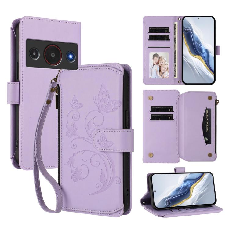 Butterfly Love Flower Multi-card Zipper Wallet Leather Phone Case, For ZTE nubia Neo 5 5G, For ZTE nubia Neo 5 GT 5G, For ZTE nubia P7 Pro / Optus X Value, For ZTE nubia P9 Pro / Optus X Pro 2 5G, For ZTE nubia RedMagic 11 Air                          ...
